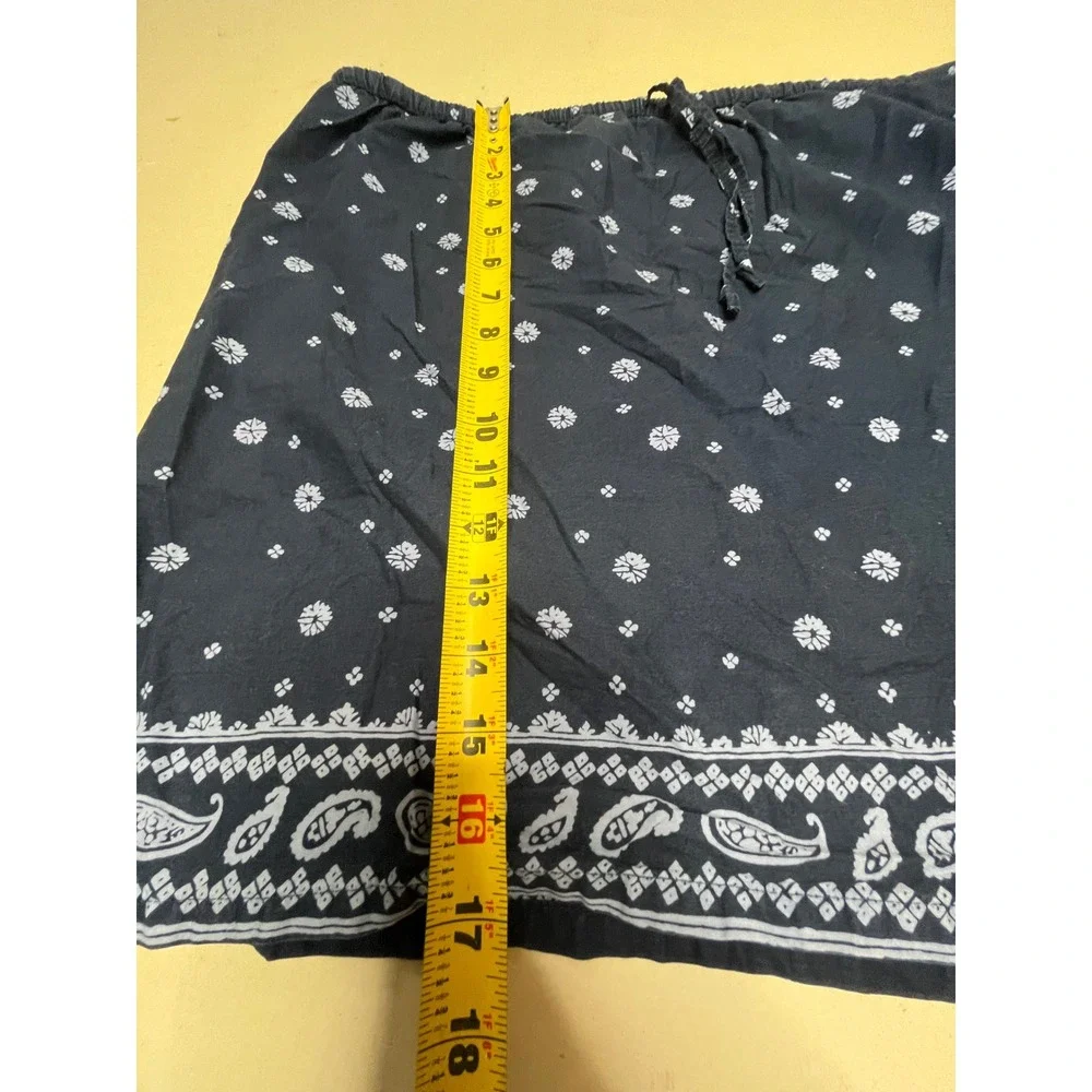 Faded Glory Womens XL Navy Blue Cotton Floral Paisley Print Mini Skirt Y2K‎